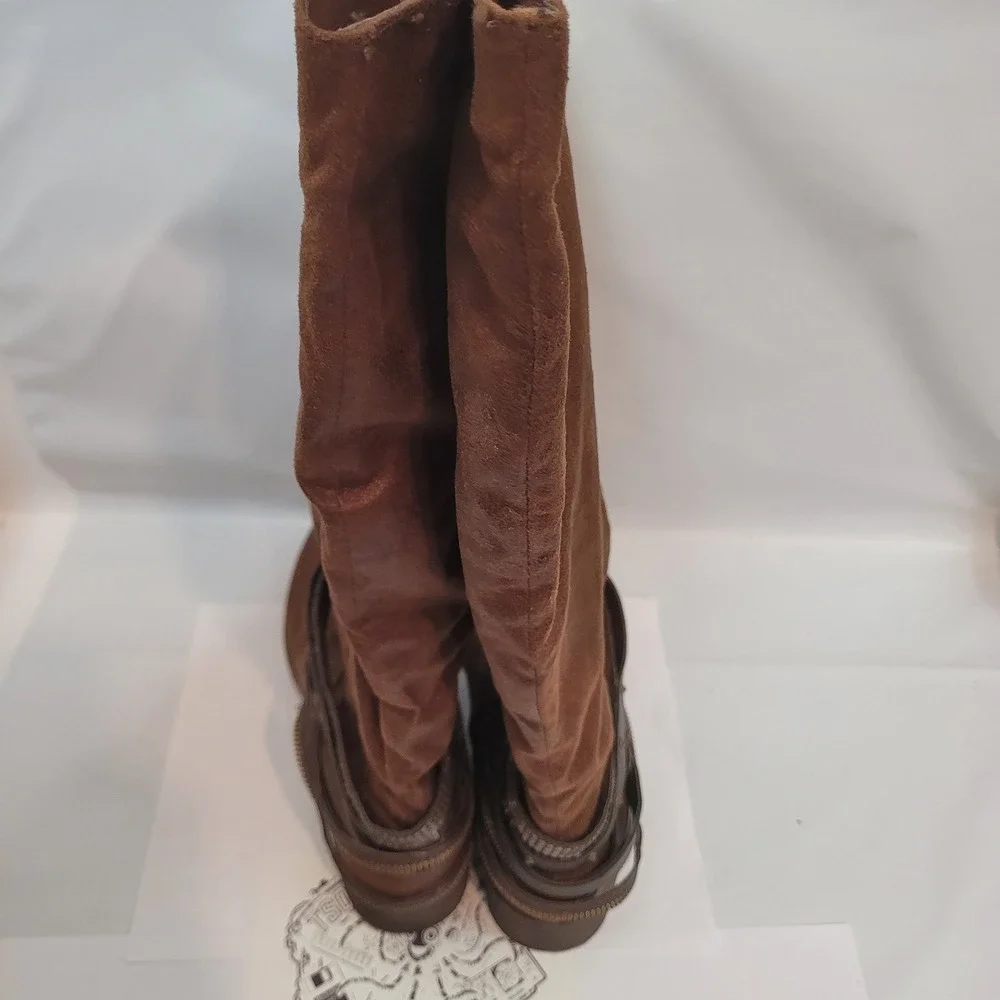 White Mountain Ultimate Tall Slouch Boots Womens 10M Brown Studded Straps